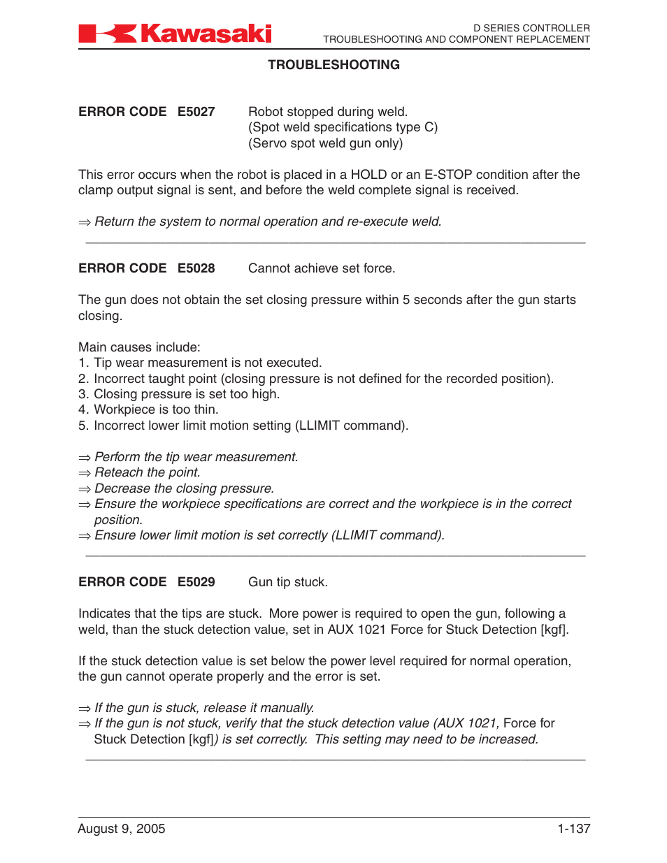 Kawasaki D Series Controller MPVDCONTV113E-3 User Manual | Page 140 / 259