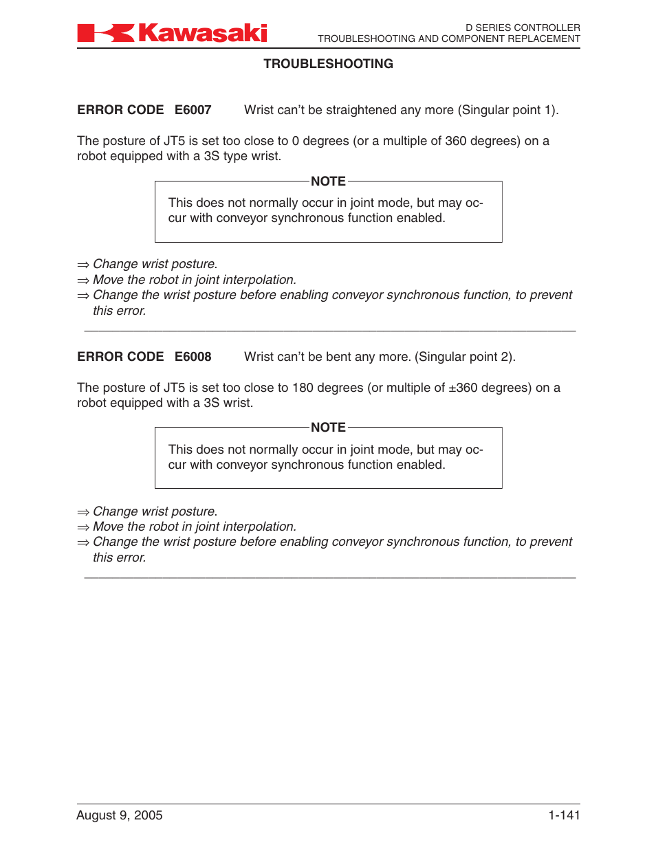 Kawasaki D Series Controller MPVDCONTV113E-3 User Manual | Page 144 / 259