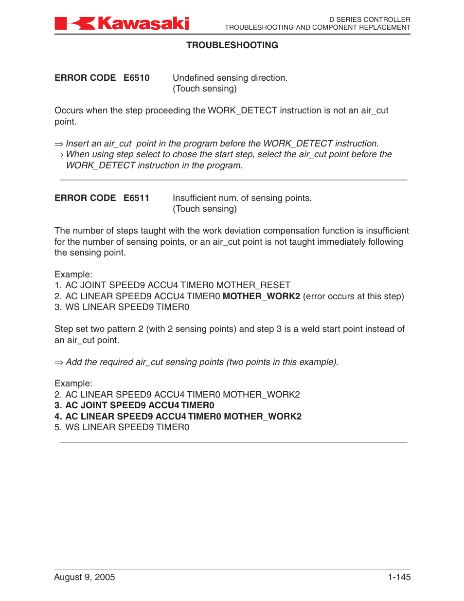 Kawasaki D Series Controller MPVDCONTV113E-3 User Manual | Page 148 / 259