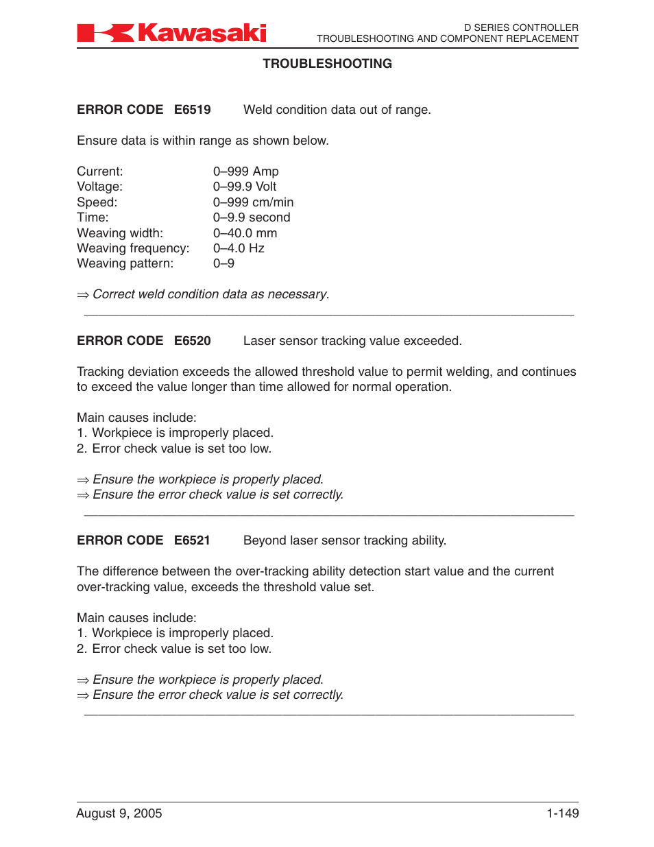 Kawasaki D Series Controller MPVDCONTV113E-3 User Manual | Page 152 / 259