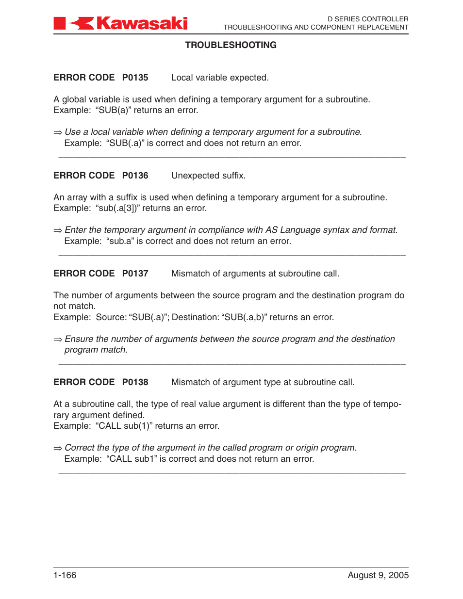 Kawasaki D Series Controller MPVDCONTV113E-3 User Manual | Page 169 / 259