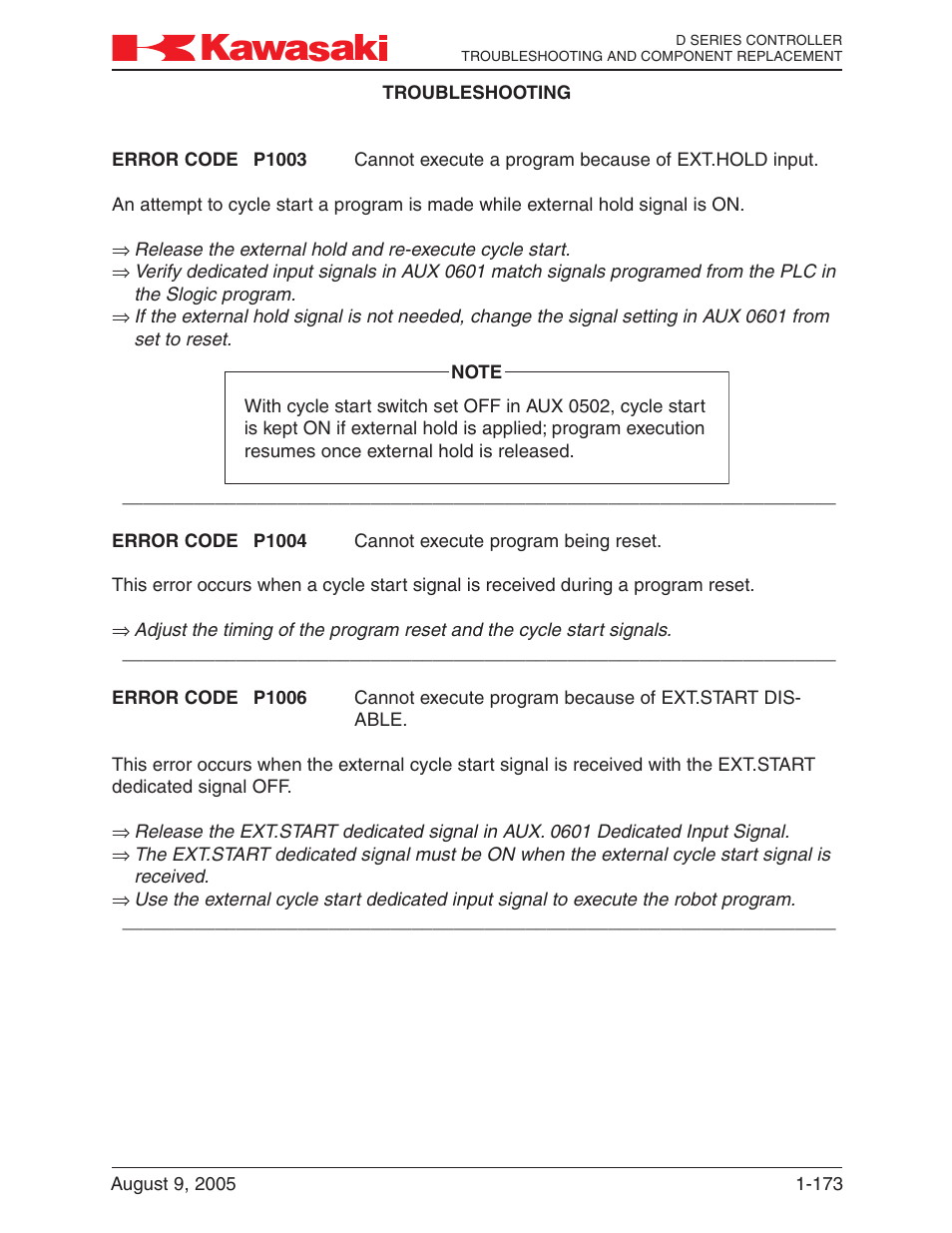 Kawasaki D Series Controller MPVDCONTV113E-3 User Manual | Page 176 / 259