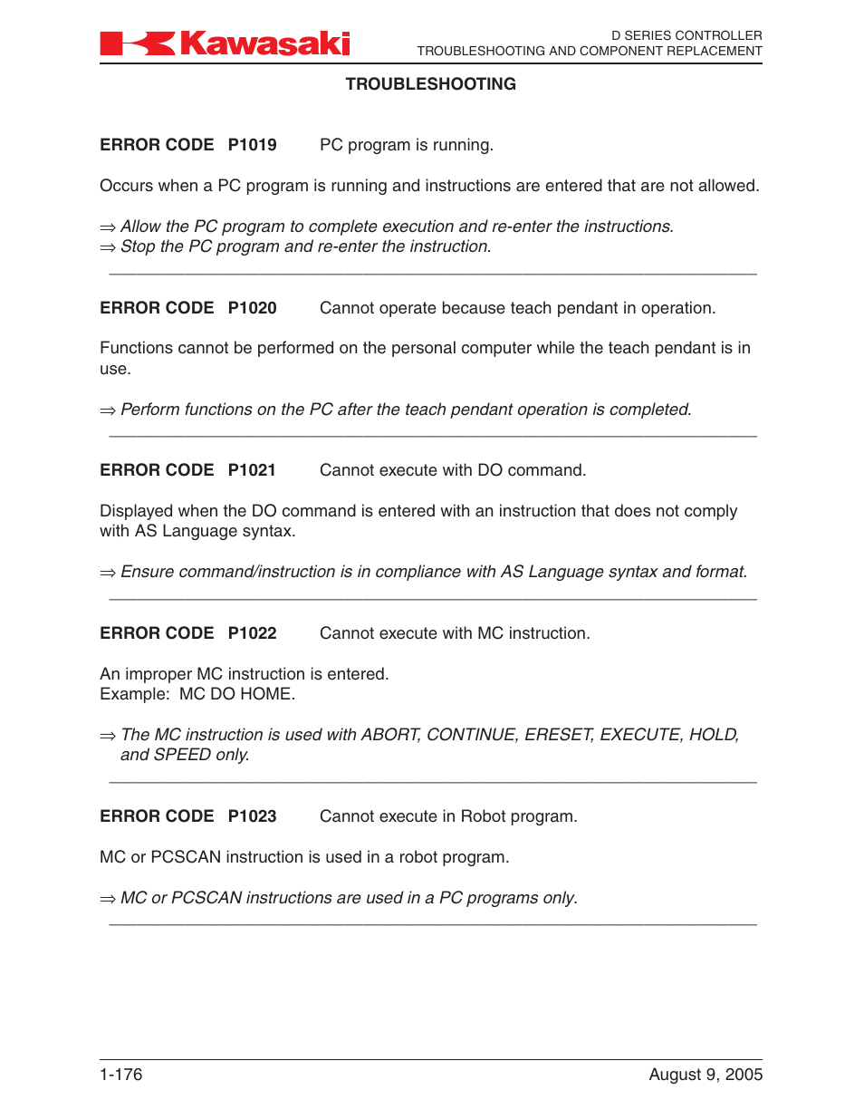 Kawasaki D Series Controller MPVDCONTV113E-3 User Manual | Page 179 / 259