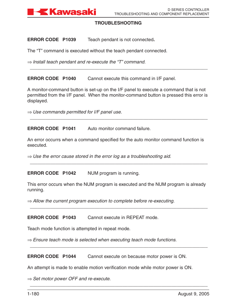 Kawasaki D Series Controller MPVDCONTV113E-3 User Manual | Page 183 / 259