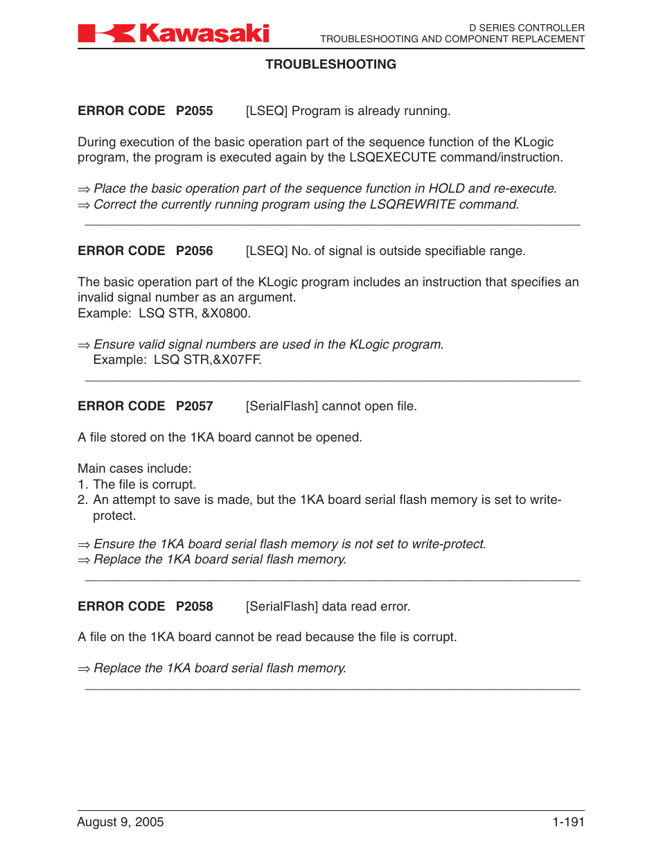 Kawasaki D Series Controller MPVDCONTV113E-3 User Manual | Page 194 / 259