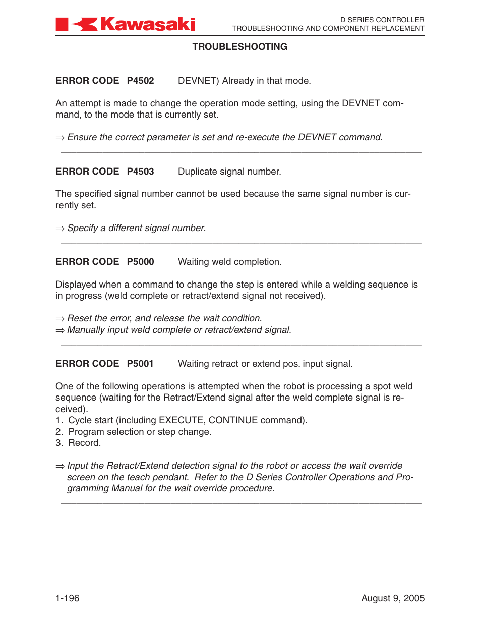 Kawasaki D Series Controller MPVDCONTV113E-3 User Manual | Page 199 / 259