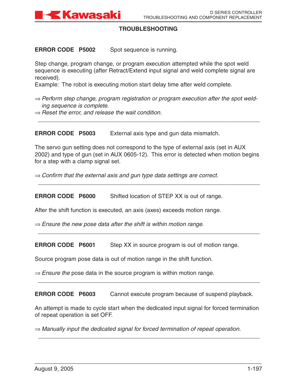 Kawasaki D Series Controller MPVDCONTV113E-3 User Manual | Page 200 / 259