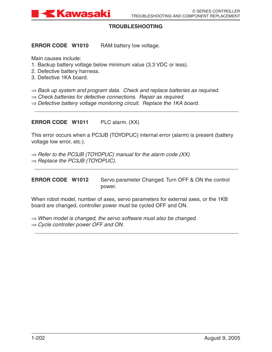 Kawasaki D Series Controller MPVDCONTV113E-3 User Manual | Page 205 / 259