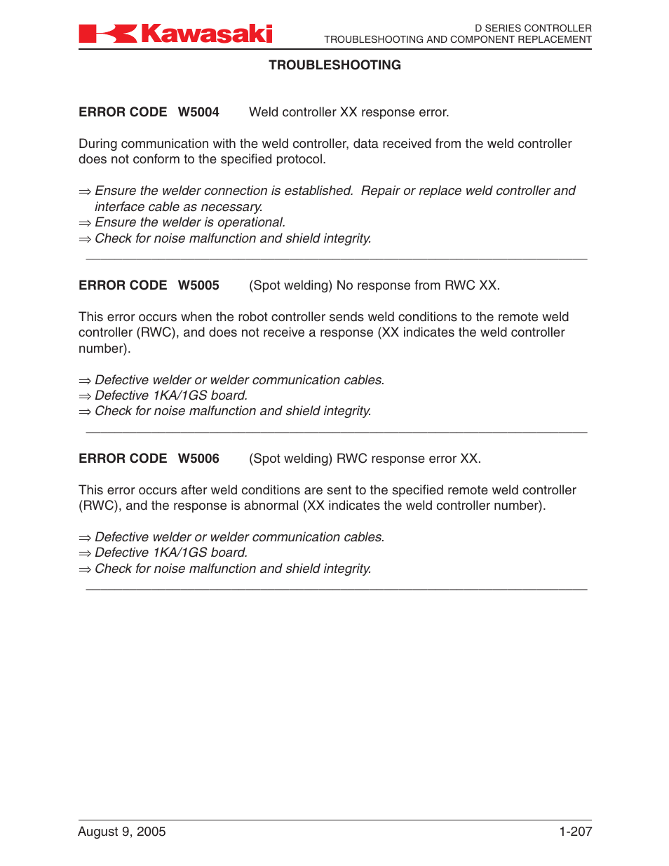 Kawasaki D Series Controller MPVDCONTV113E-3 User Manual | Page 210 / 259