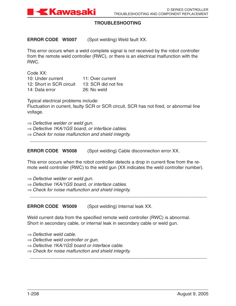 Kawasaki D Series Controller MPVDCONTV113E-3 User Manual | Page 211 / 259