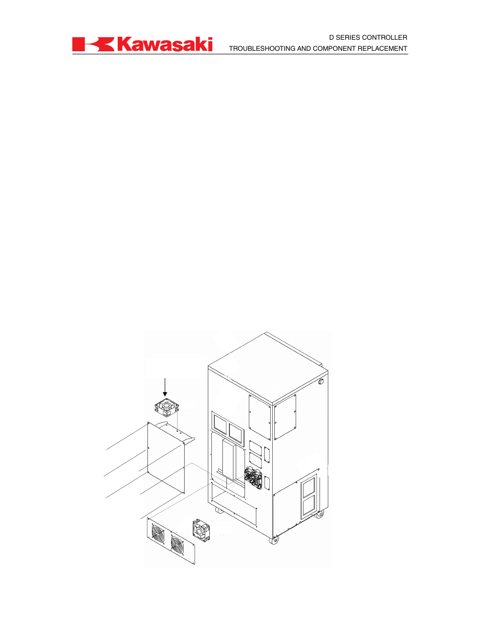 2 fans on the back of controller, 1 upper fan on back of controller | Kawasaki D Series Controller MPVDCONTV113E-3 User Manual | Page 249 / 259