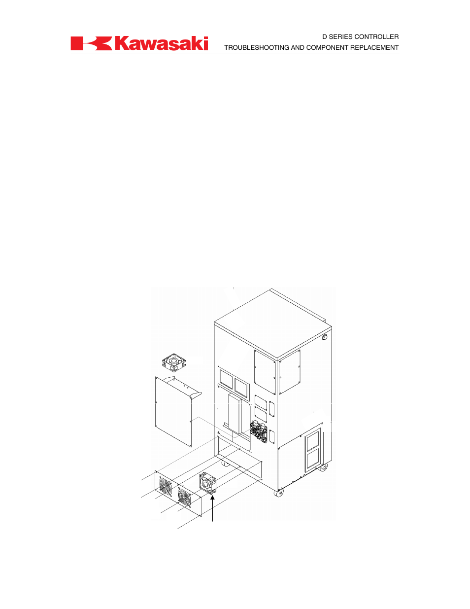 2 lower fan on back of controller | Kawasaki D Series Controller MPVDCONTV113E-3 User Manual | Page 250 / 259