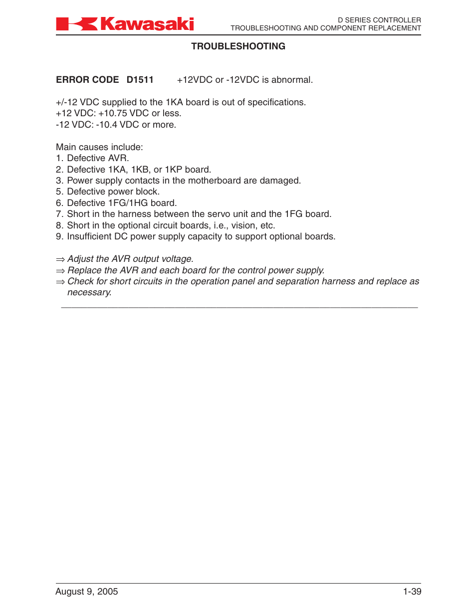 Kawasaki D Series Controller MPVDCONTV113E-3 User Manual | Page 42 / 259