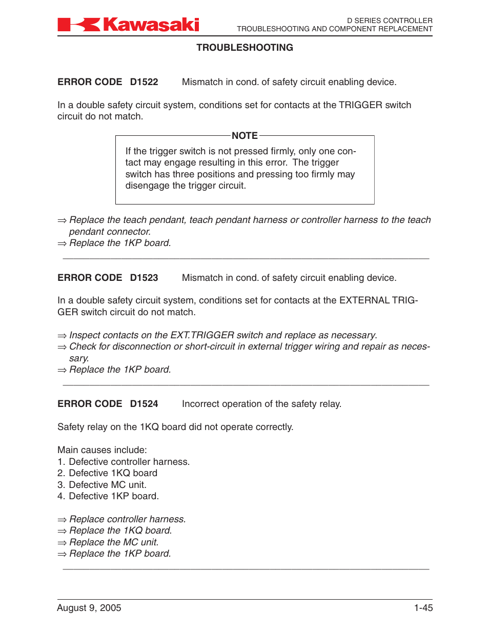 Kawasaki D Series Controller MPVDCONTV113E-3 User Manual | Page 48 / 259