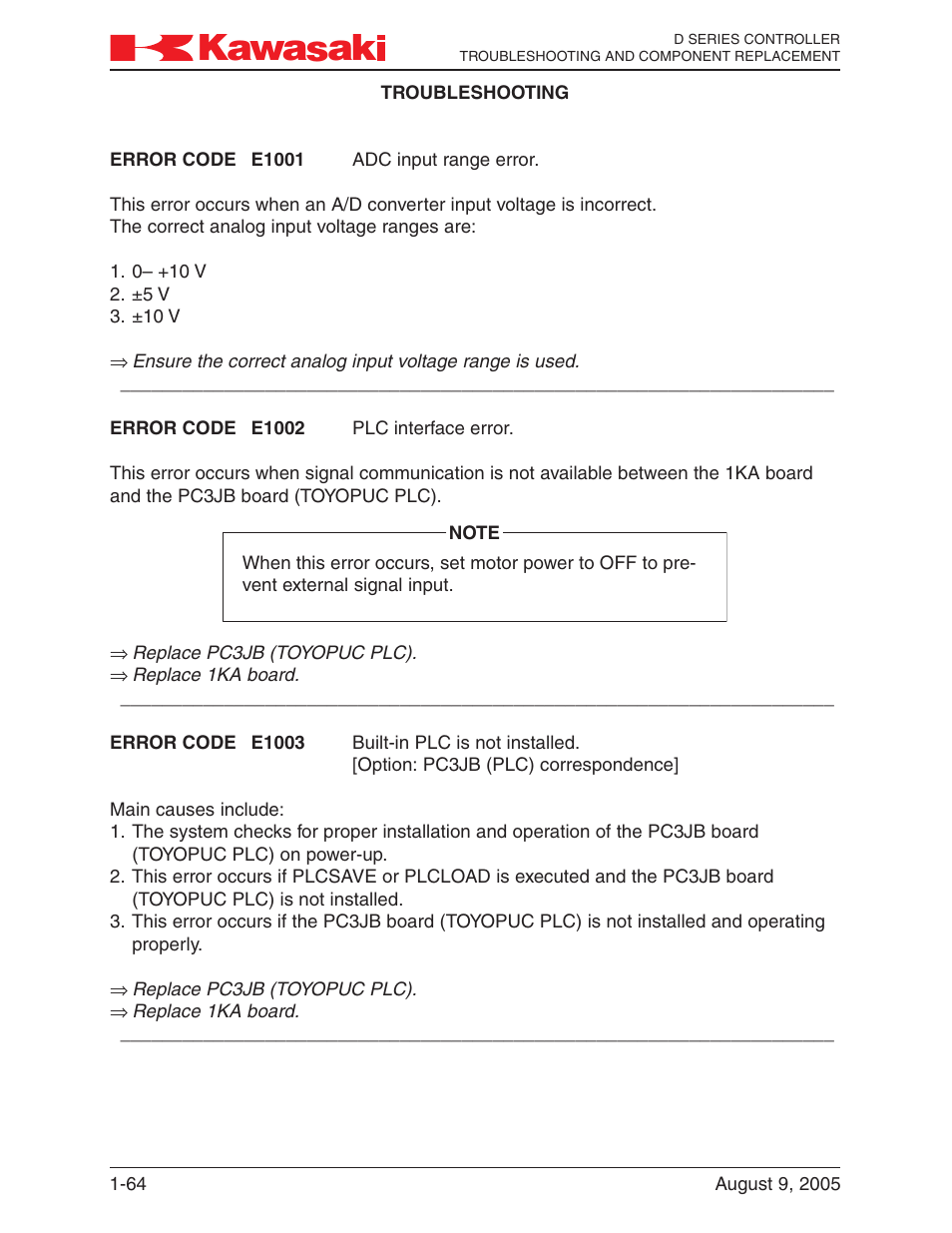 Kawasaki D Series Controller MPVDCONTV113E-3 User Manual | Page 67 / 259