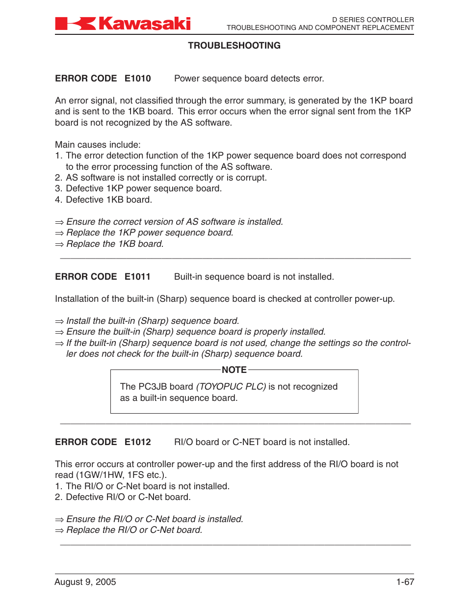 Kawasaki D Series Controller MPVDCONTV113E-3 User Manual | Page 70 / 259
