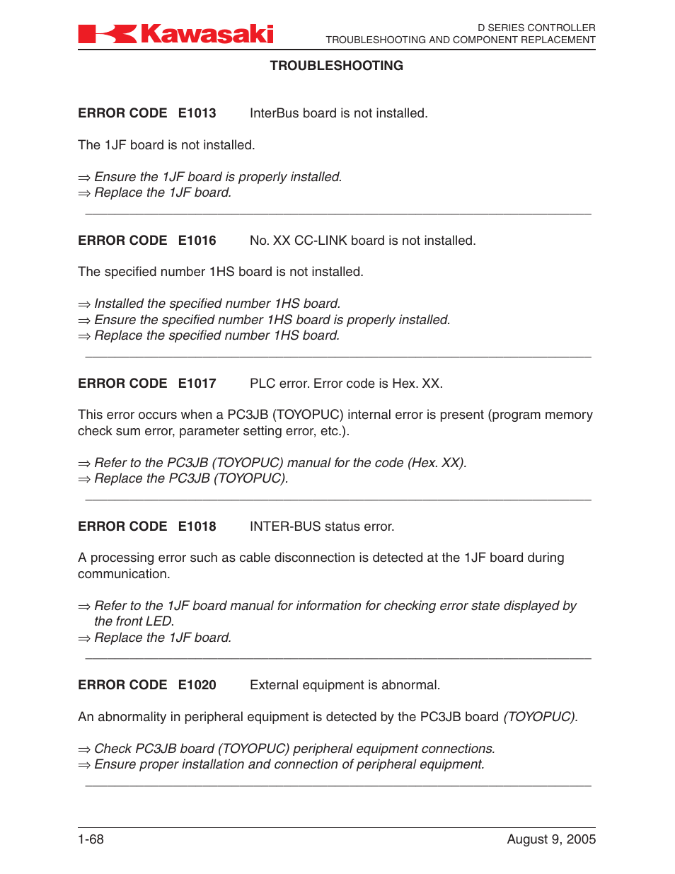 Kawasaki D Series Controller MPVDCONTV113E-3 User Manual | Page 71 / 259