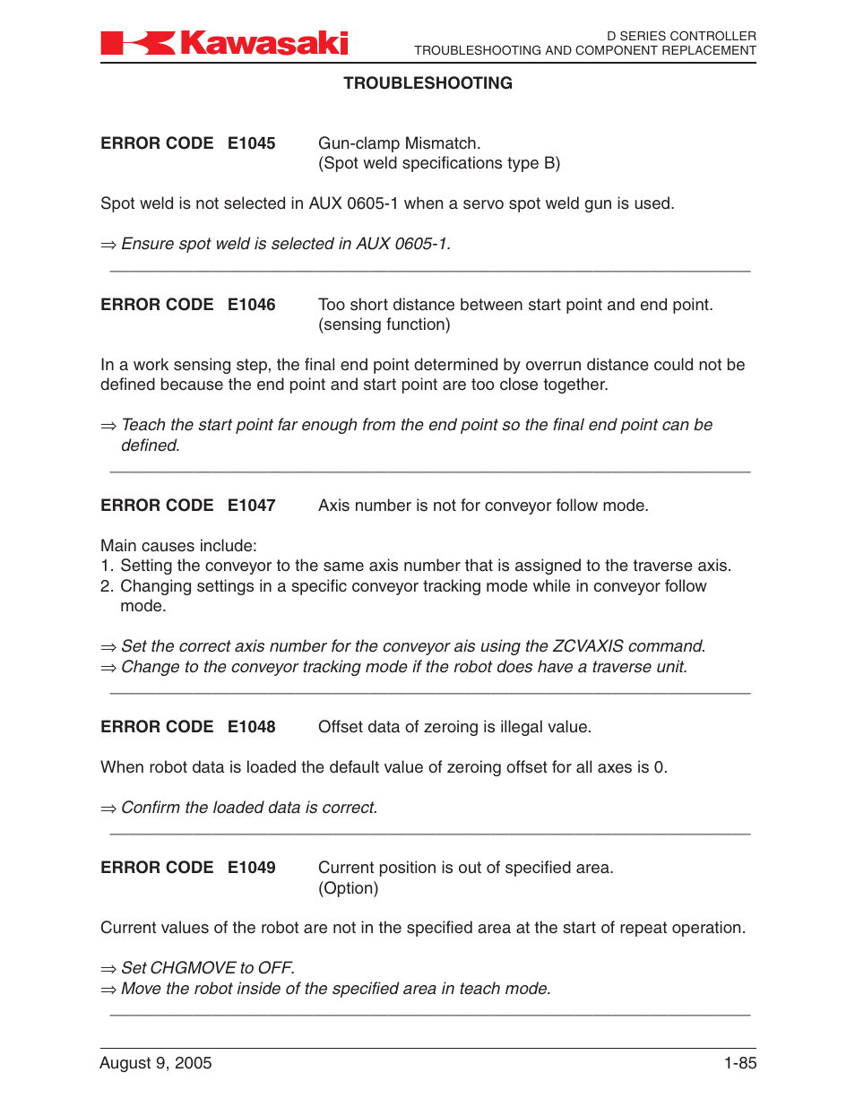 Kawasaki D Series Controller MPVDCONTV113E-3 User Manual | Page 88 / 259