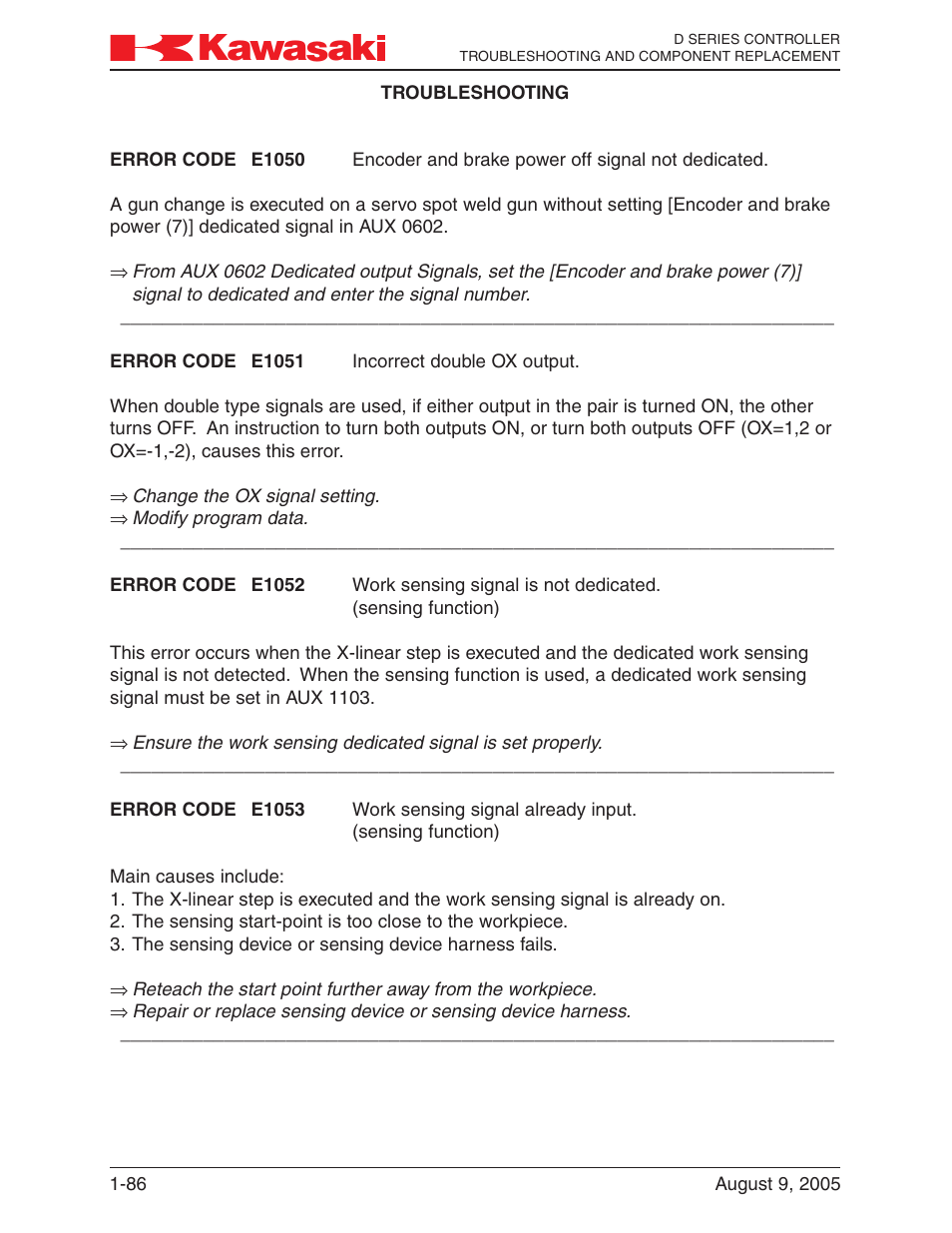 Kawasaki D Series Controller MPVDCONTV113E-3 User Manual | Page 89 / 259