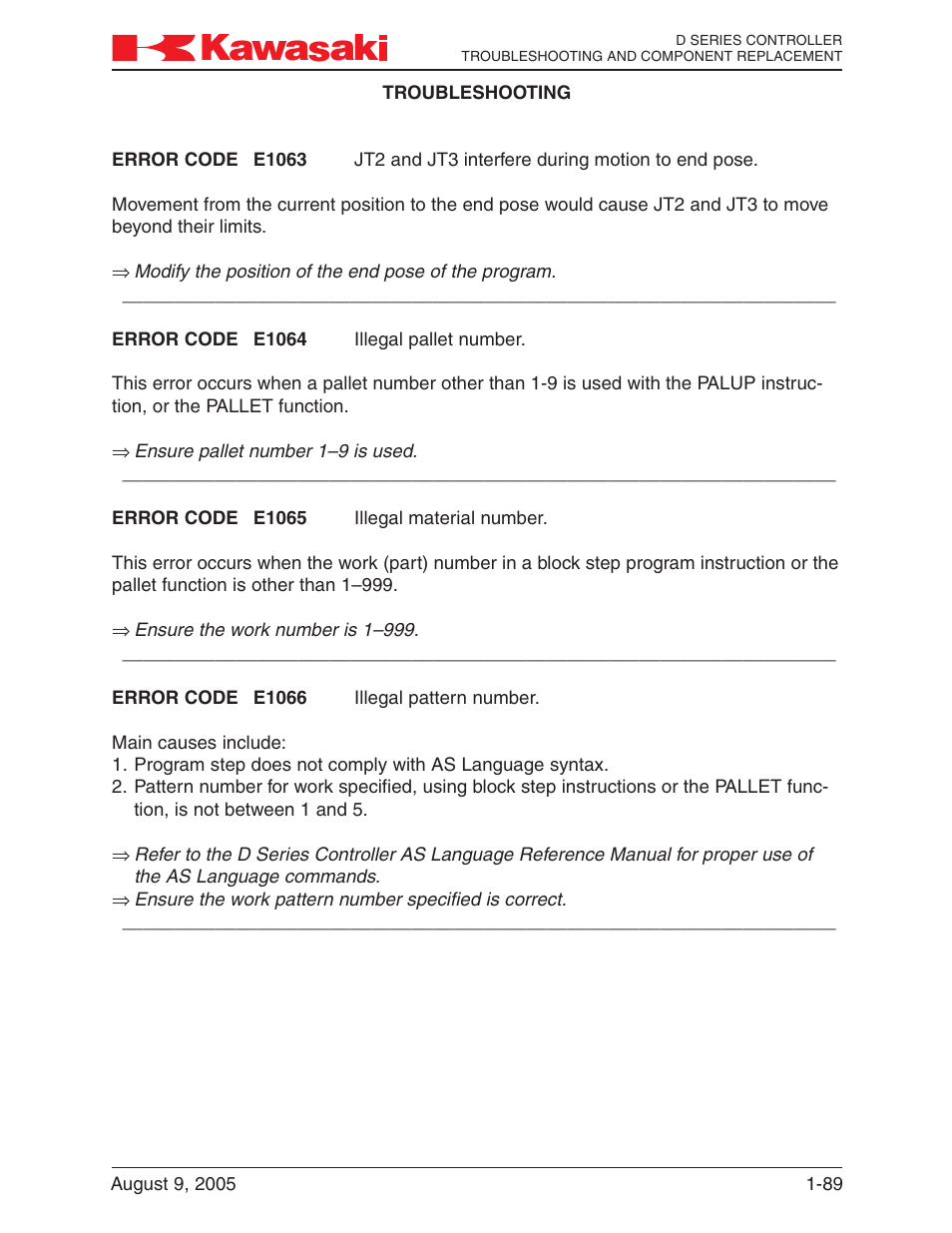 Kawasaki D Series Controller MPVDCONTV113E-3 User Manual | Page 92 / 259