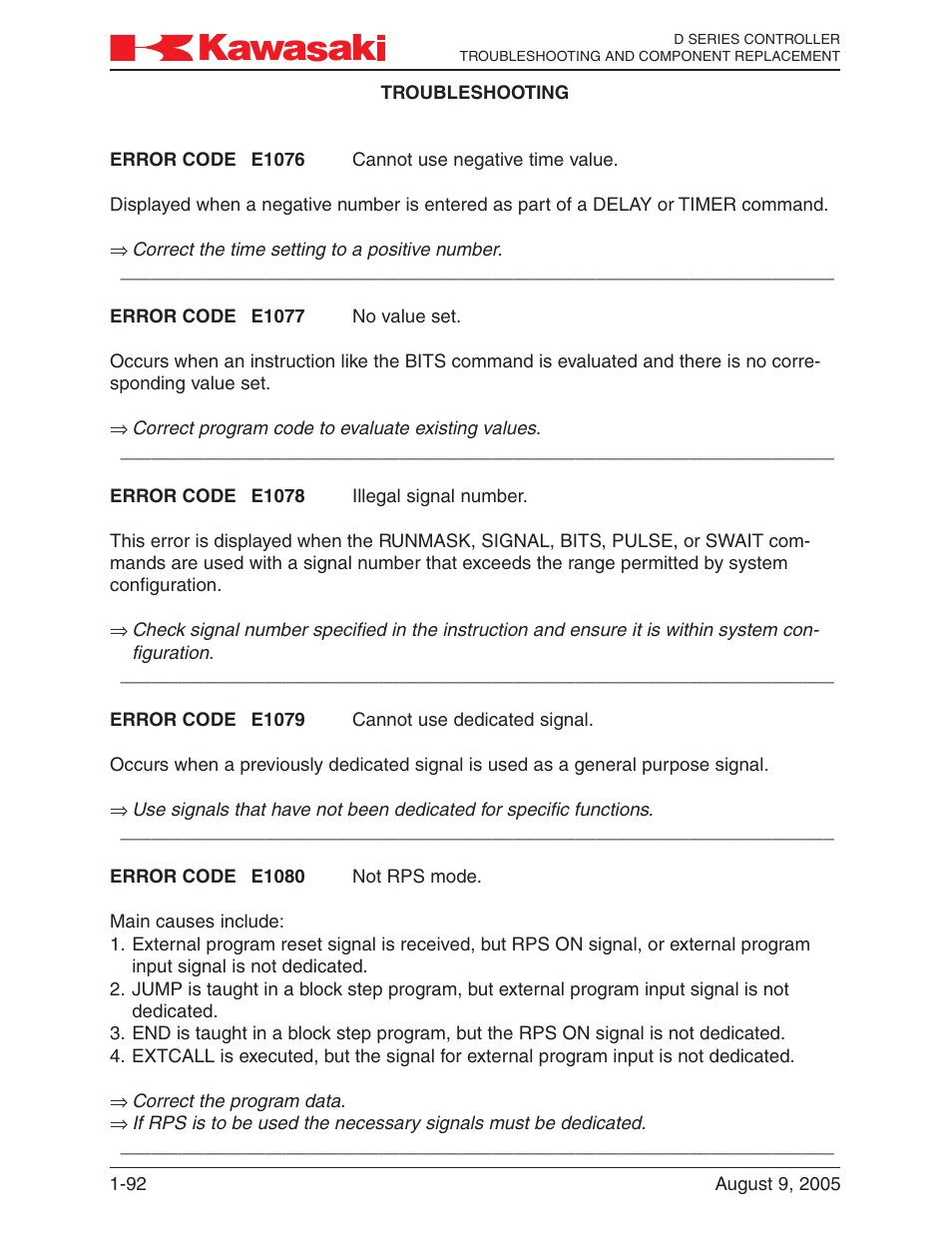 Kawasaki D Series Controller MPVDCONTV113E-3 User Manual | Page 95 / 259