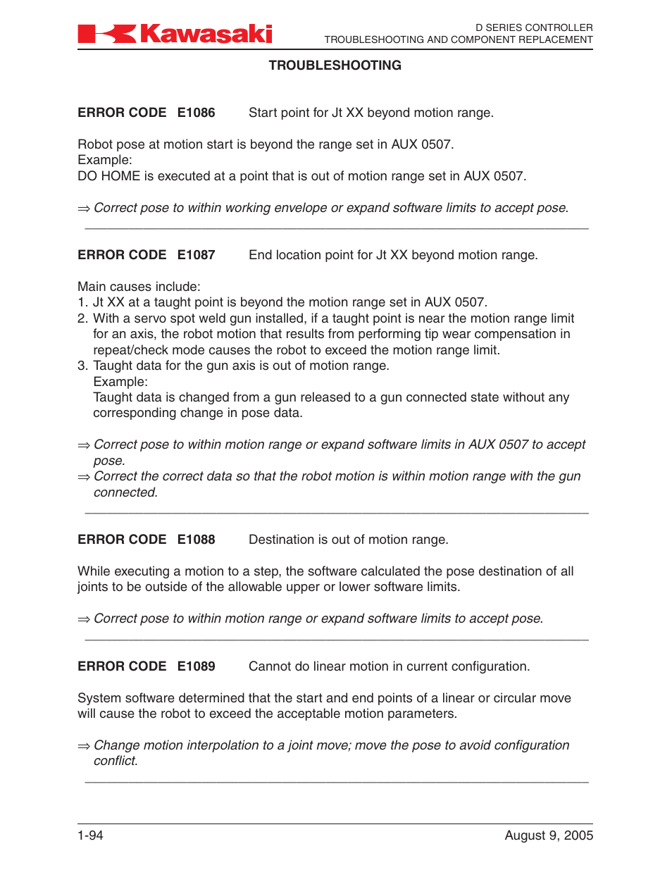 Kawasaki D Series Controller MPVDCONTV113E-3 User Manual | Page 97 / 259