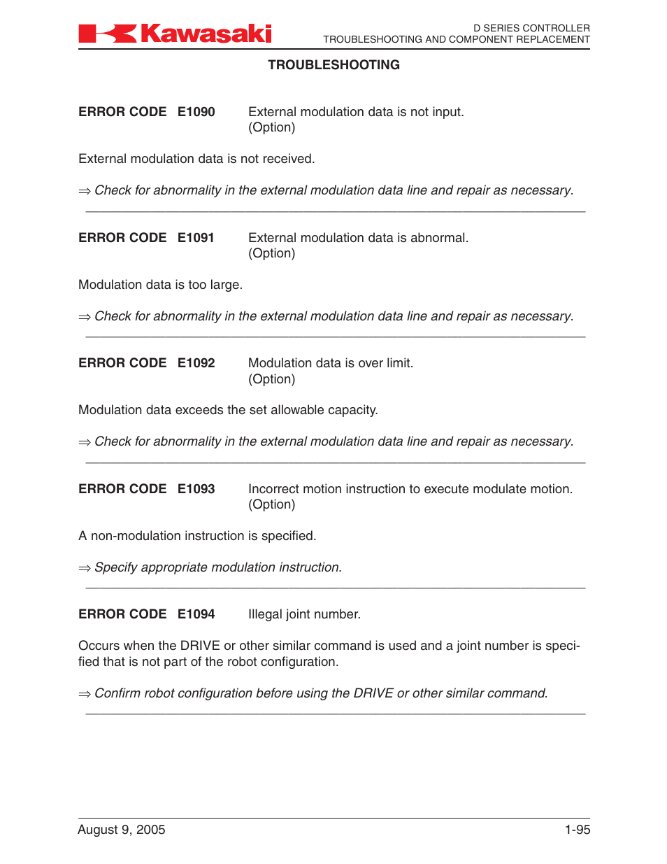 Kawasaki D Series Controller MPVDCONTV113E-3 User Manual | Page 98 / 259