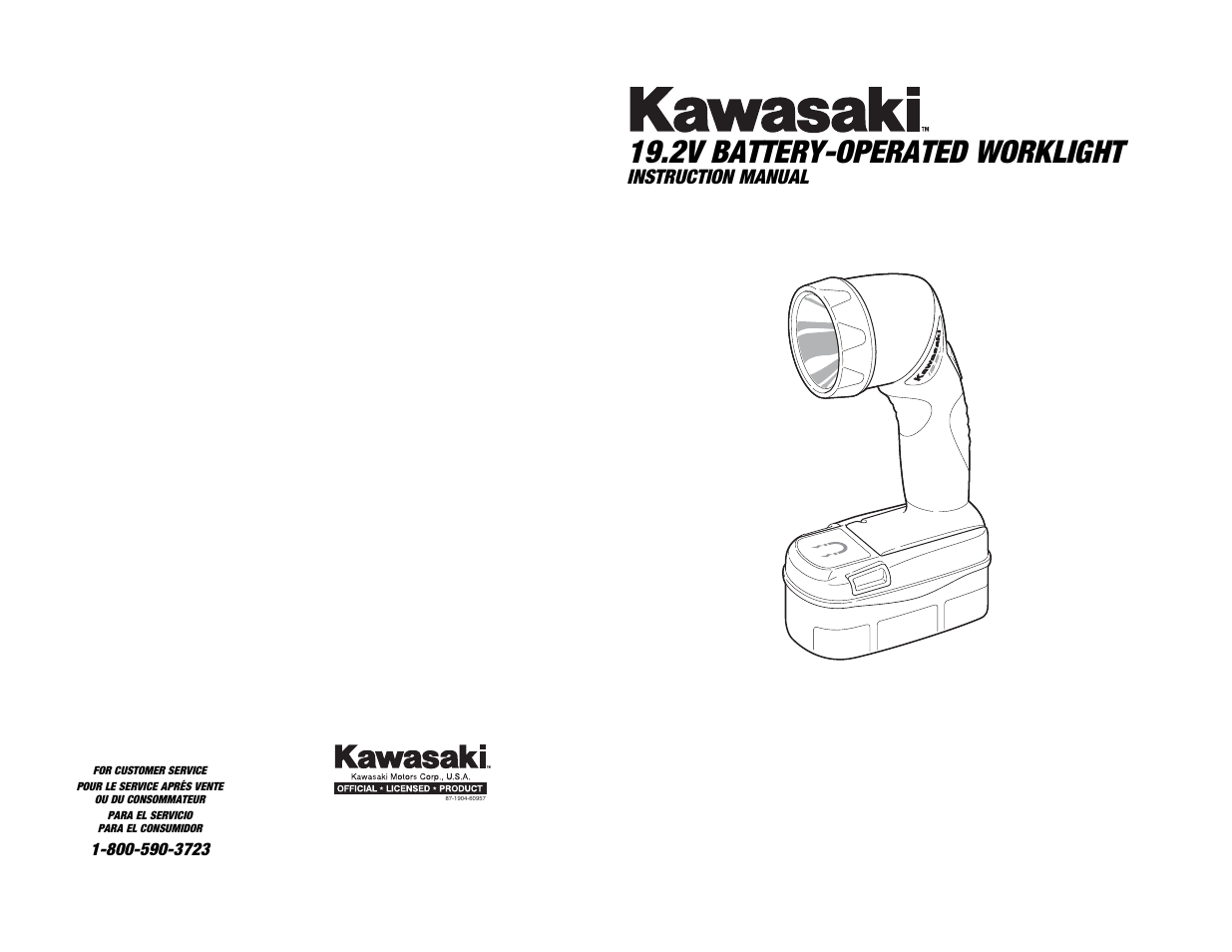 2v battery-operated worklight, Instruction manual | Kawasaki 840138-1HR User Manual | Page 13 / 26