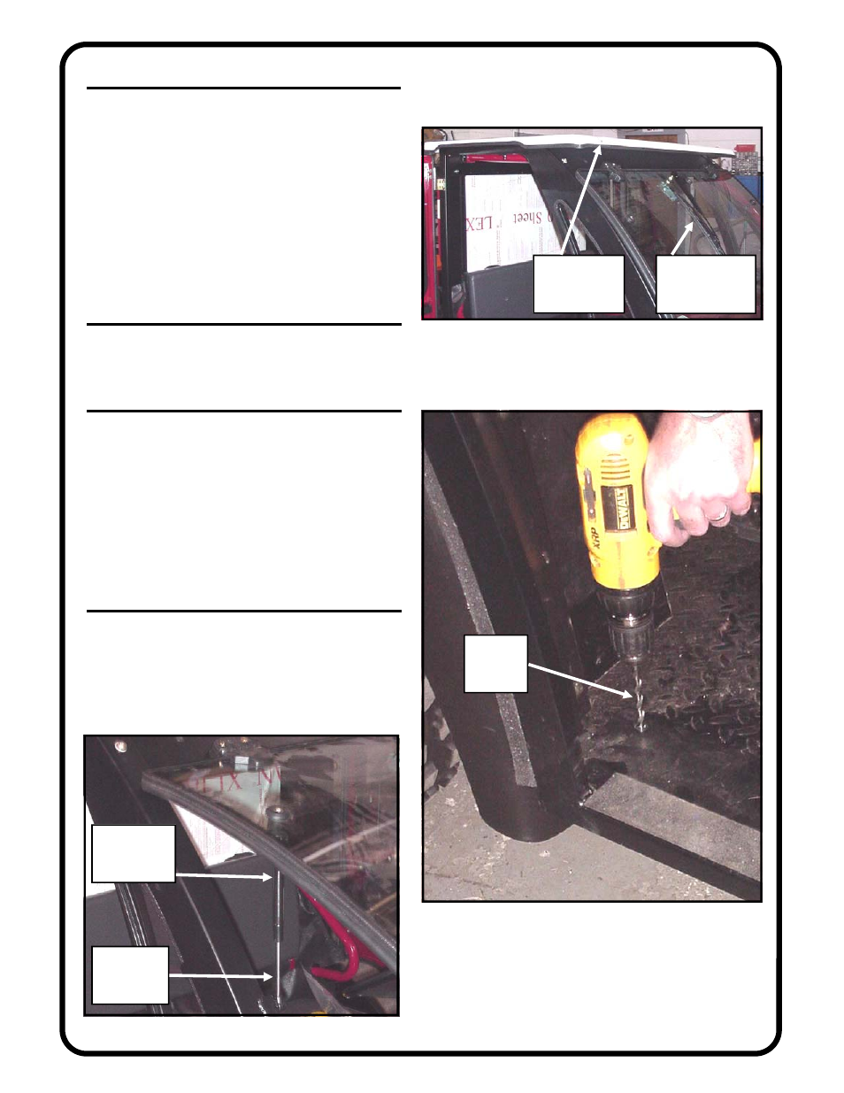 Install roof, Tighten all bolts, Secure floorboards | Install gas shocks | Kawasaki MULE 600 SERIES User Manual | Page 7 / 9