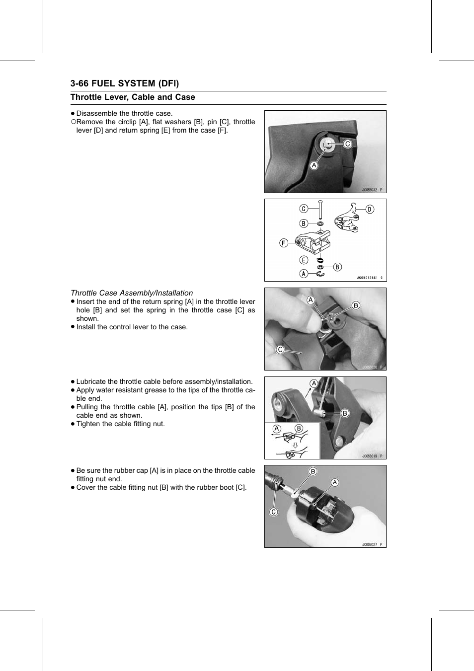Throttle case assembly/installation, Throttle case a | Kawasaki STX-15F User Manual | Page 120 / 438