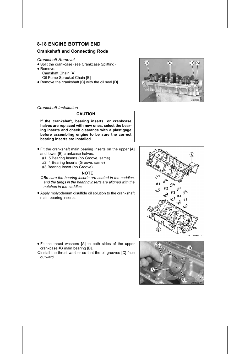 Crankshaft removal, Crankshaft installation, Crankshaft and connecting rods | Kawasaki STX-15F User Manual | Page 238 / 438