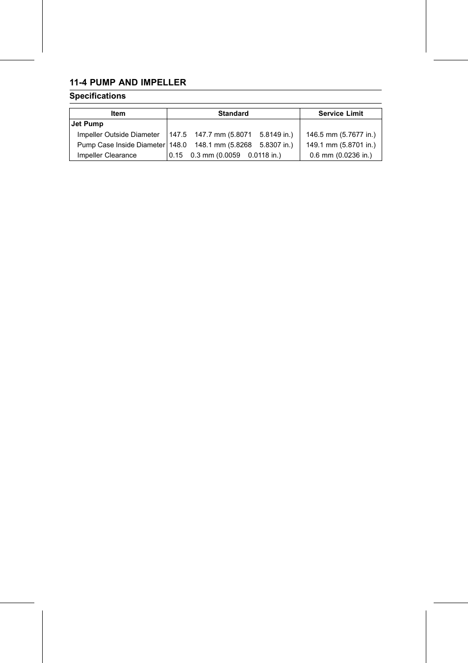 Specifications, 4 pump and impeller | Kawasaki STX-15F User Manual | Page 274 / 438