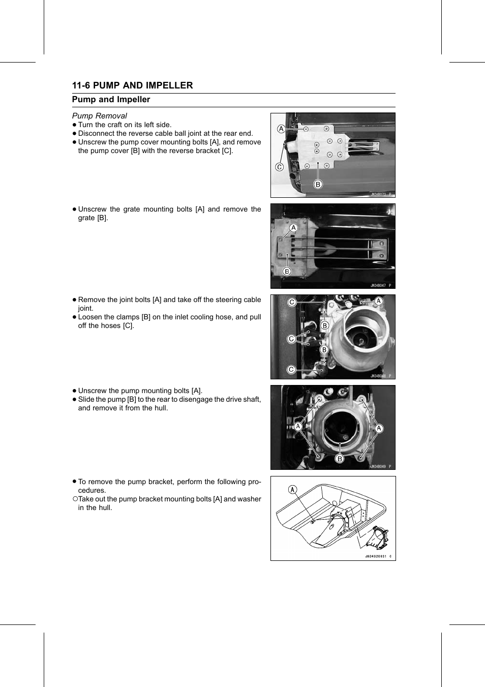 Pump removal, Pump and impeller | Kawasaki STX-15F User Manual | Page 276 / 438