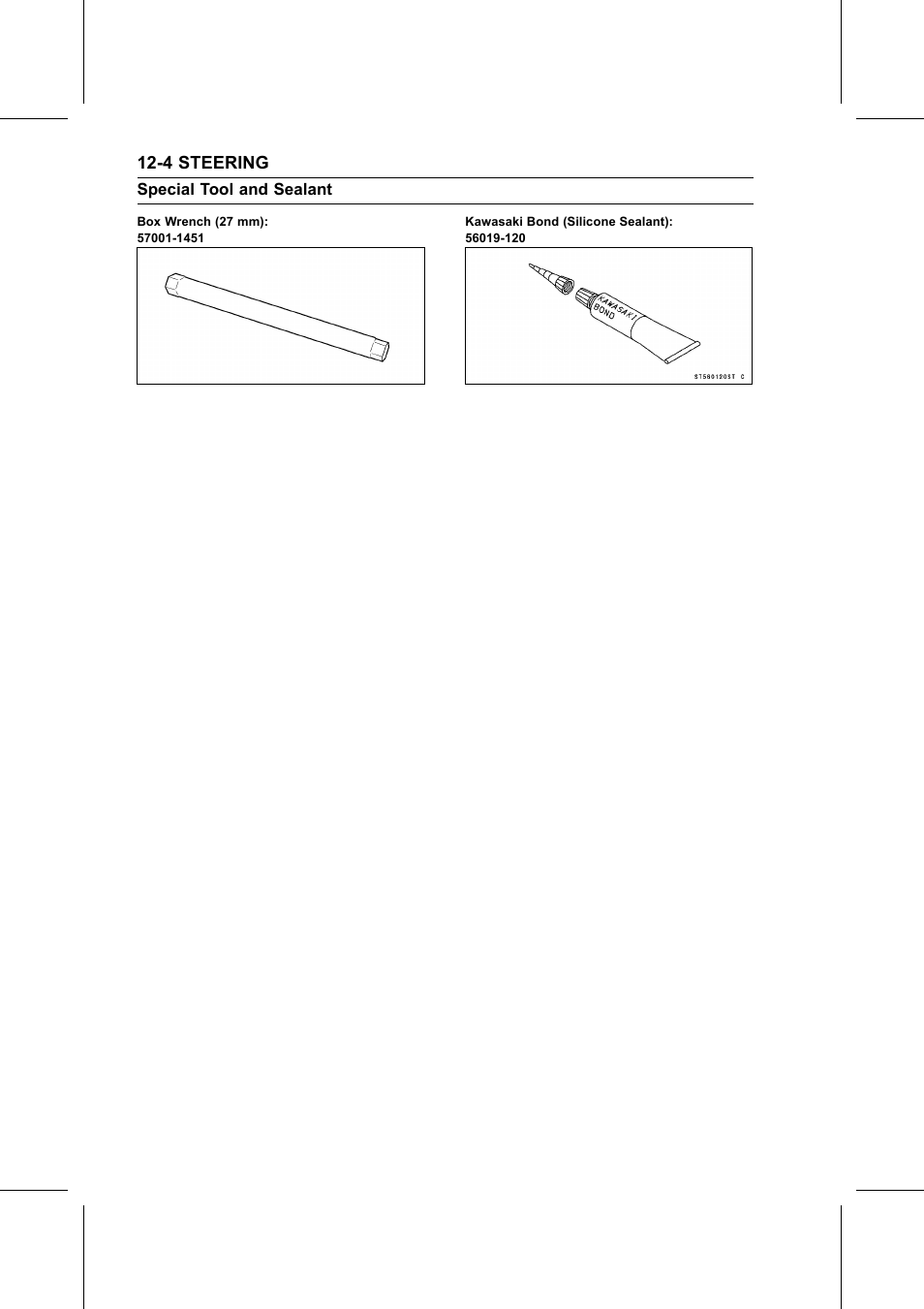 Box wrench (27 mm), Special tool and sealant, 4 steering | Kawasaki STX-15F User Manual | Page 290 / 438