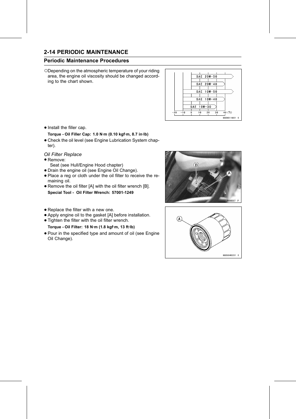 Torque, Oil filter replace, Special tool | Kawasaki STX-15F User Manual | Page 38 / 438