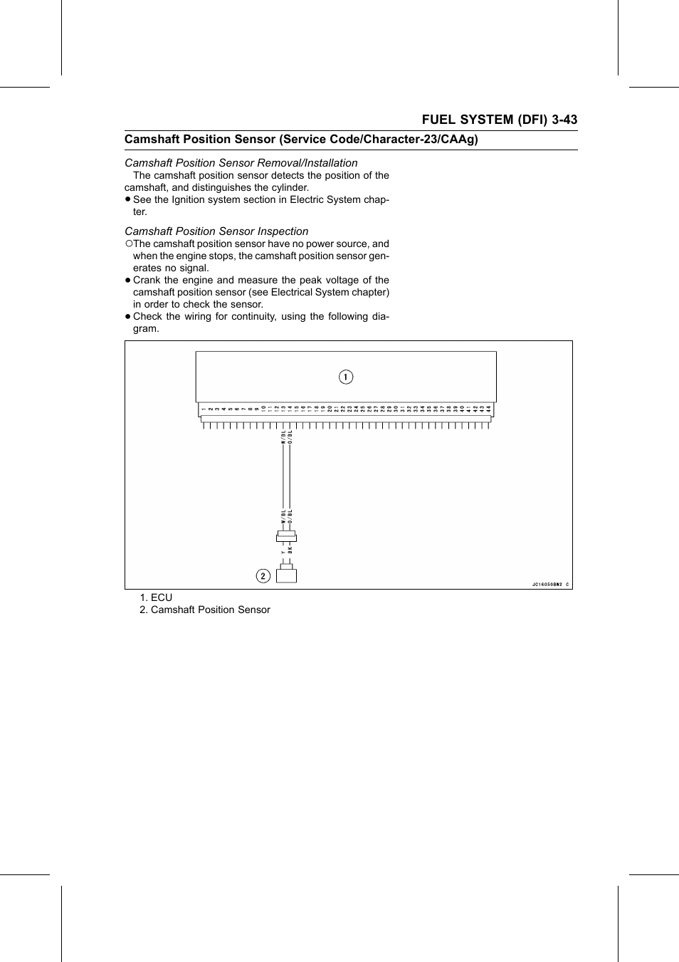 Camshaft position sensor removal/installation, Camshaft position sensor inspection, Camshaft position | Kawasaki STX-15F User Manual | Page 97 / 438