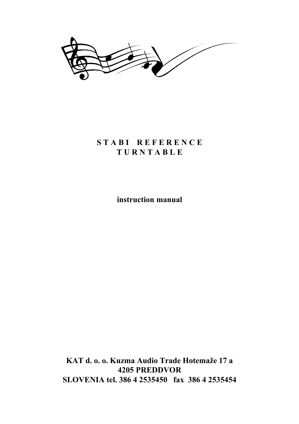 Kuzma Stabi Ref 1992 User Manual | 12 pages