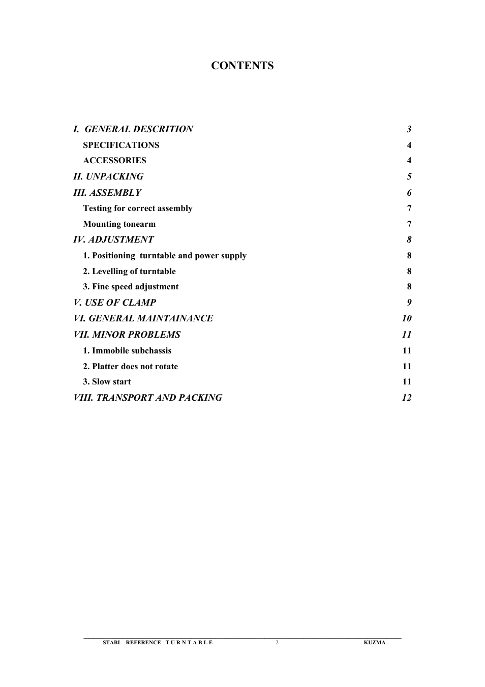 Kuzma Stabi Ref 1992 User Manual | Page 2 / 12