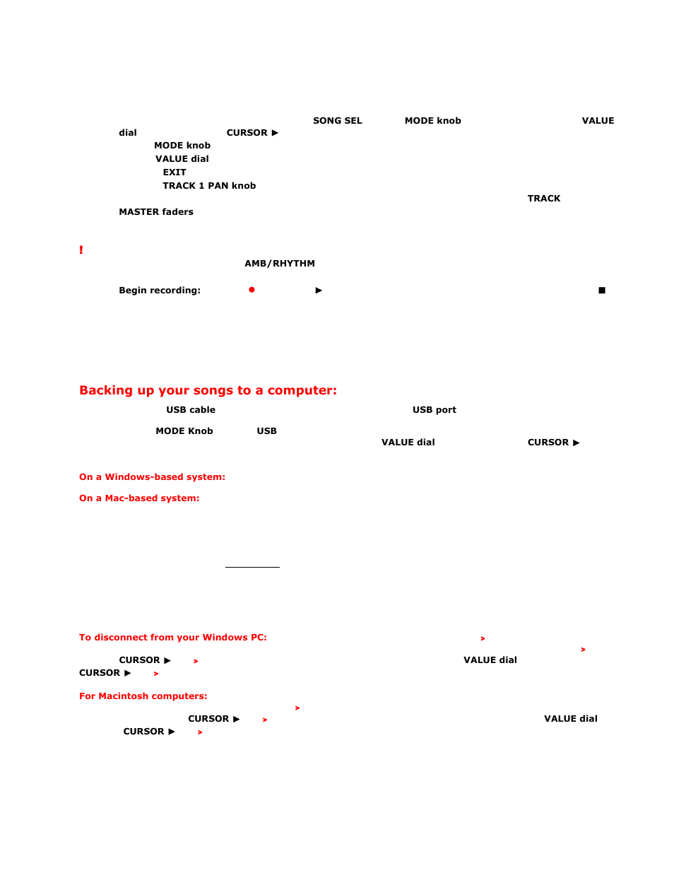 Backing up your songs to a computer | KORG D4 User Manual | Page 7 / 8