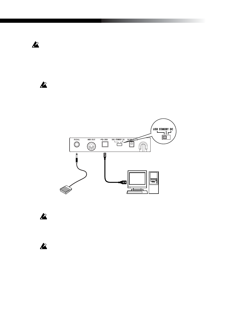 Anschlüsse und einschalten, 54 anschlüsse und einschalten, Verbindung per usb 1 | Verbindung via midi 1 | KORG K49 User Manual | Page 54 / 73