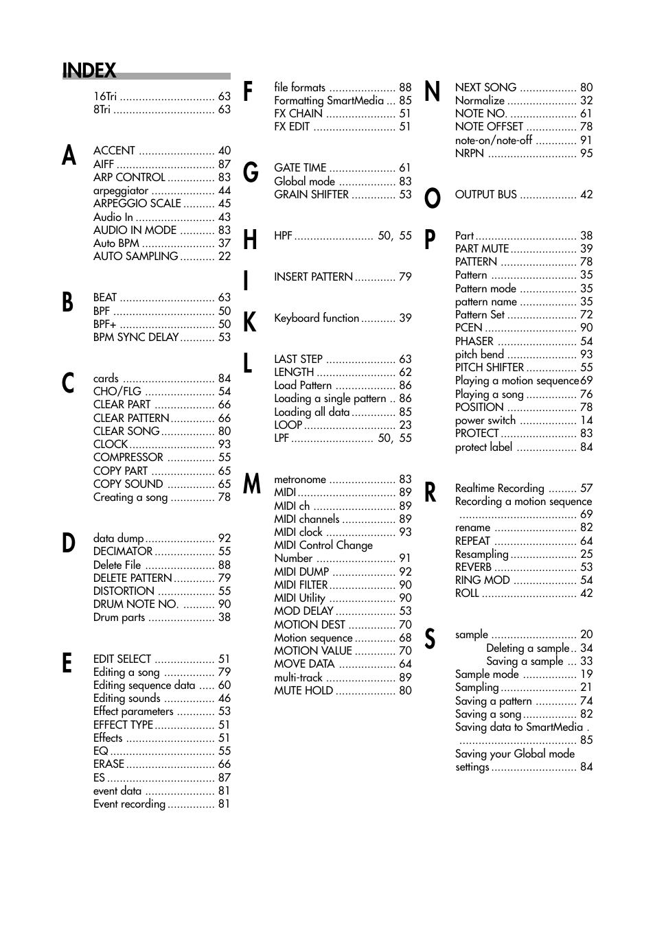 Index | KORG ESX-1 User Manual | Page 103 / 108