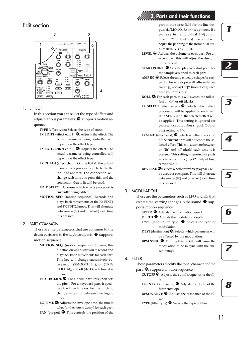 Edit section | KORG ESX-1 User Manual | Page 11 / 108