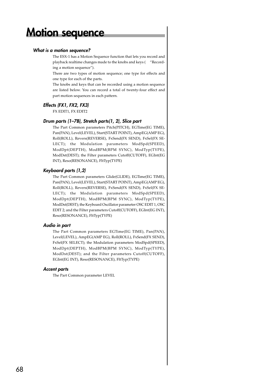 Motion sequence, What is a motion sequence | KORG ESX-1 User Manual | Page 68 / 108