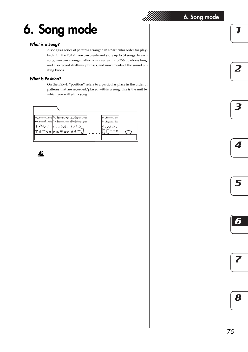Song mode, What is a song, What is position | What is a song? what is position, 75 6. song mode | KORG ESX-1 User Manual | Page 75 / 108