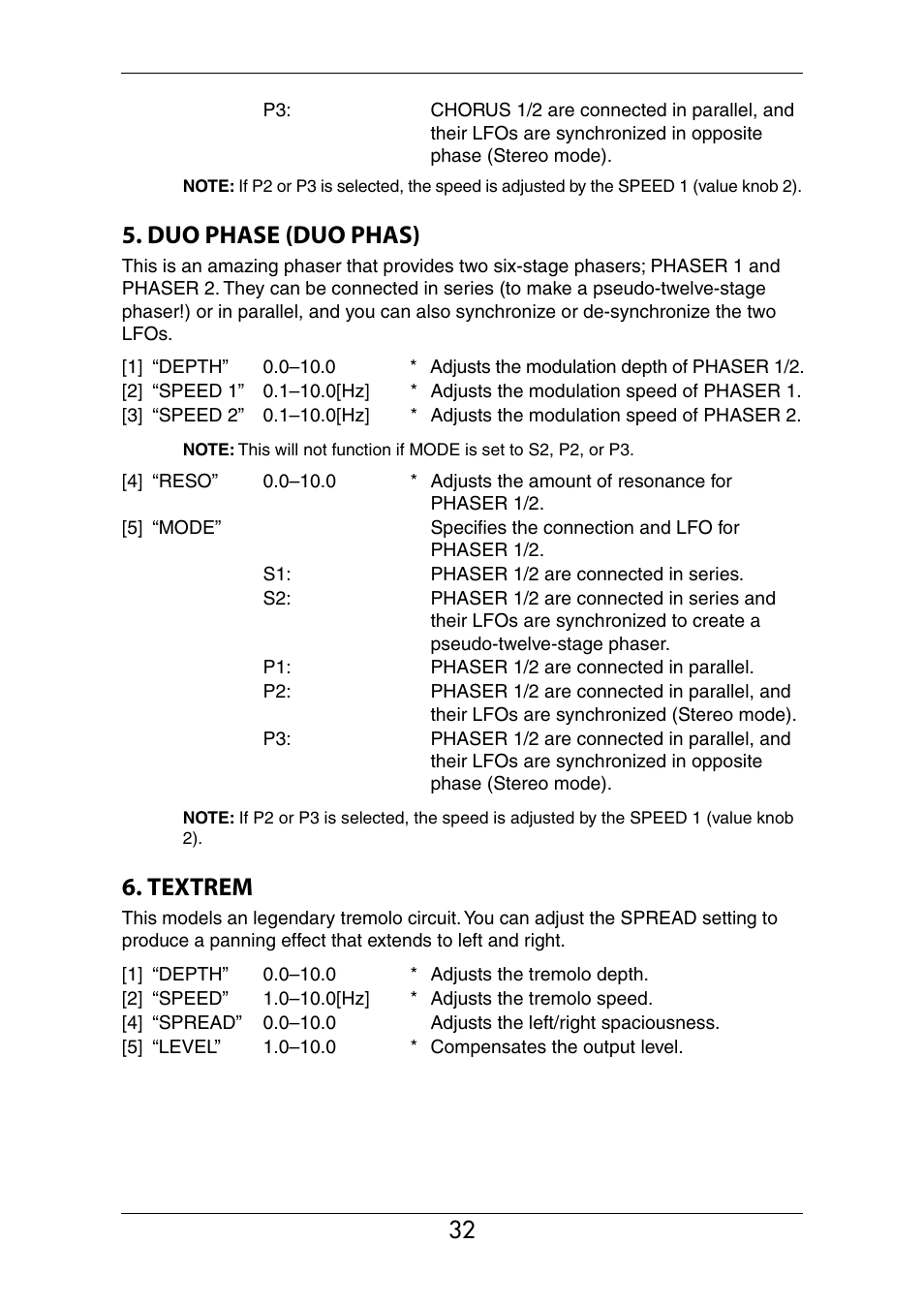 Duo phase (duo phas), Textrem | KORG Ax3000b User Manual | Page 38 / 68