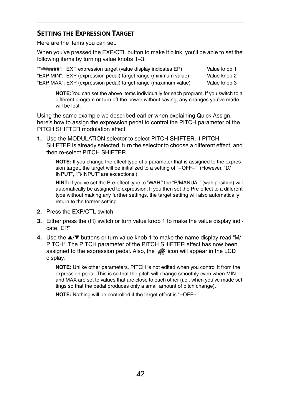Setting the expression target | KORG Ax3000b User Manual | Page 48 / 68