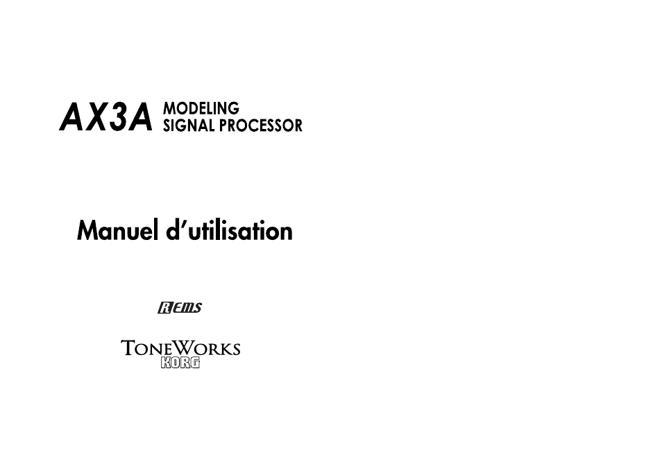 Français, Sommaire | KORG TONEWORKS AX3A User Manual | Page 13 / 36