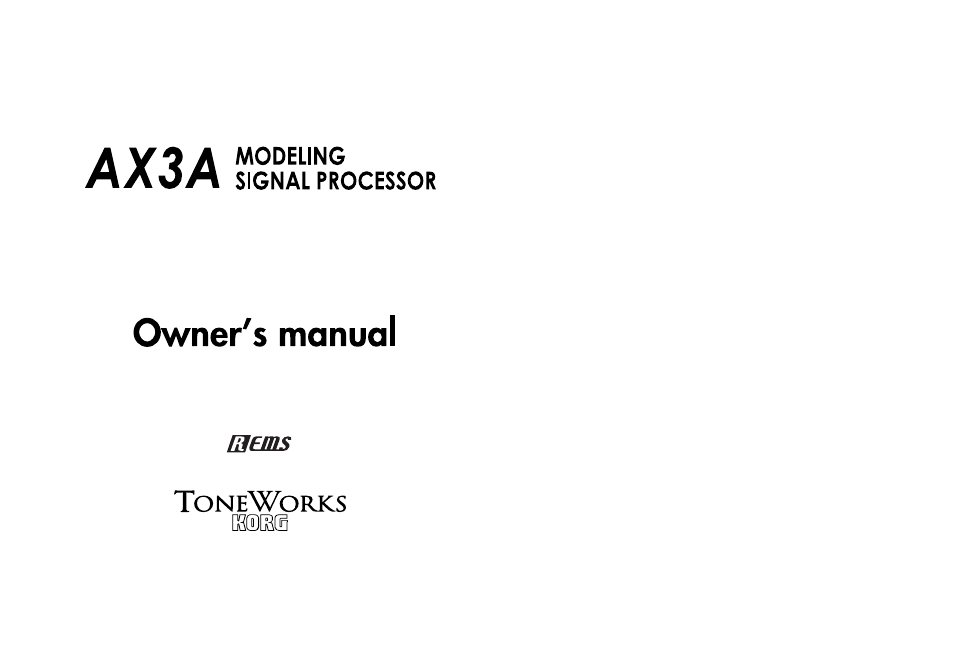 KORG TONEWORKS AX3A User Manual | Page 3 / 36