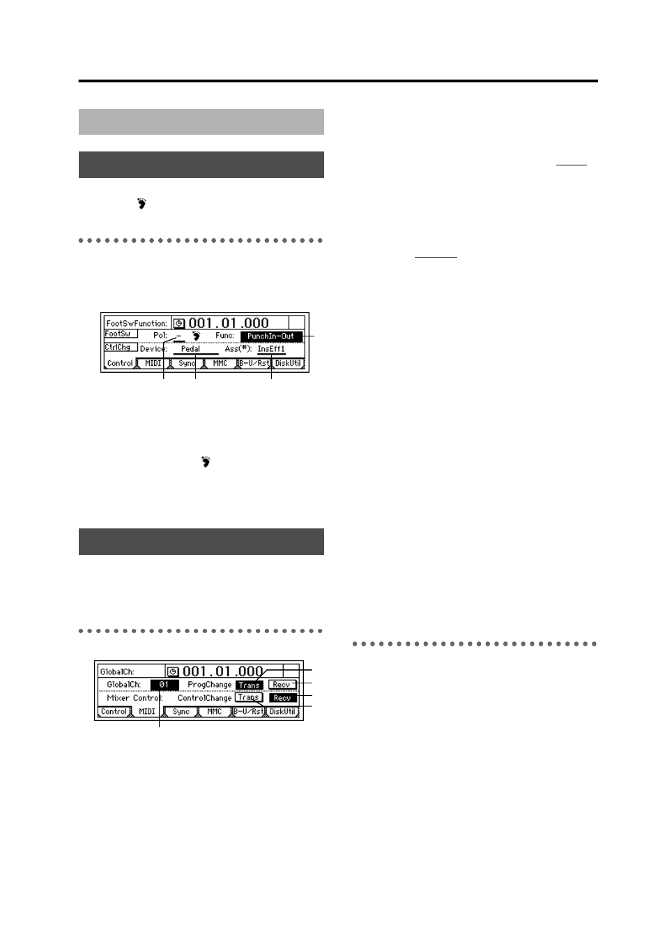 Reference, P2 midi: midi settings, P3 sync: synchronization settings | KORG DIGITAL RECORDING STUDIO D16 User Manual | Page 7 / 24