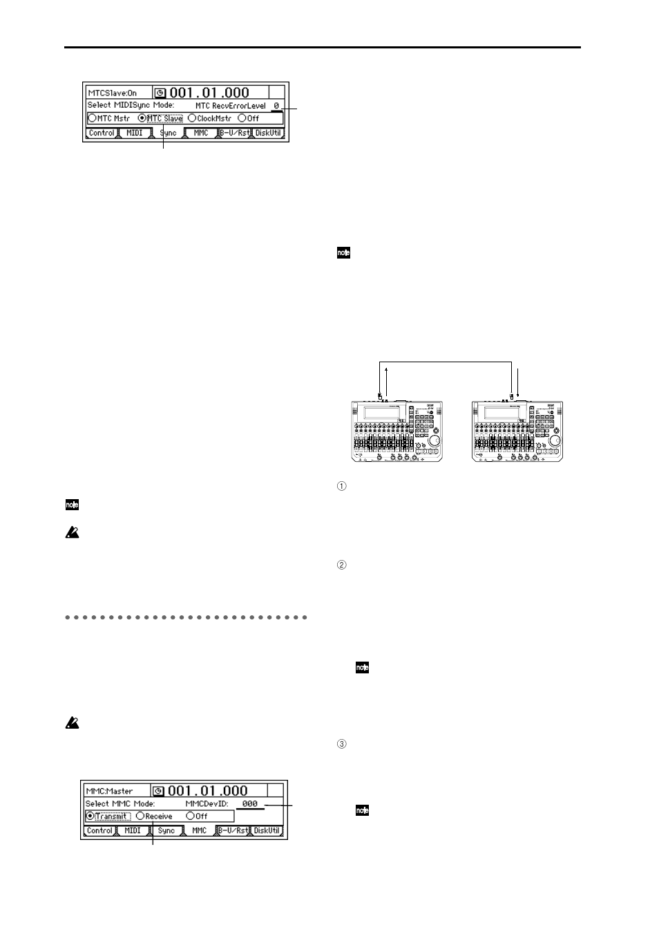 P4 mmc: mmc settings, Synchronizing two d16v2 units | KORG DIGITAL RECORDING STUDIO D16 User Manual | Page 8 / 24